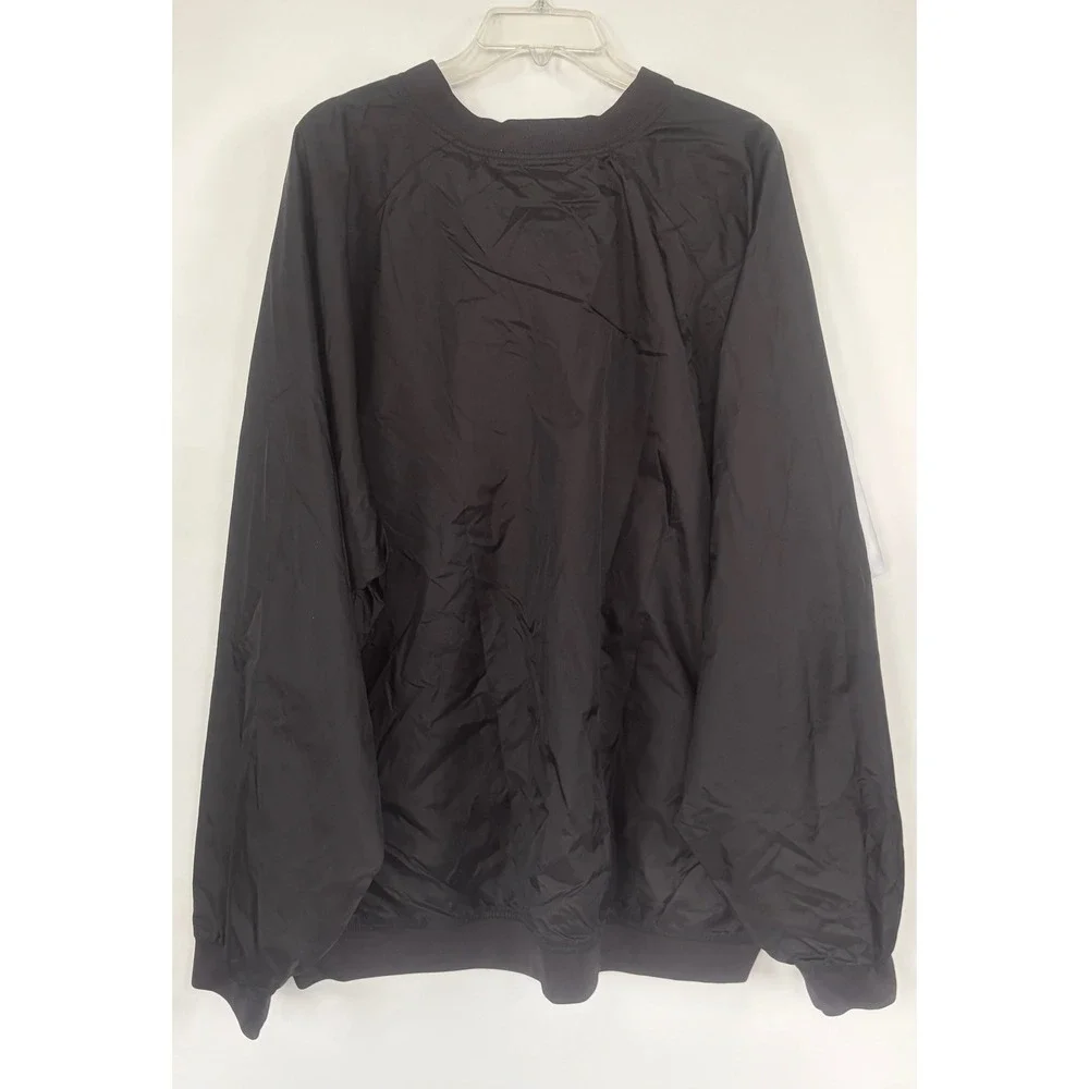 Adidas Team Mens 2XL Black White V-Neck Golf Windbreaker Pullover Vintage Style